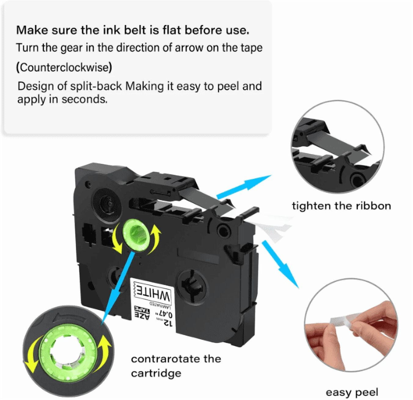 MarkDomain 10-Pack Label Tape Replacement for Brother P Touch TZe TZ Label Maker Tape TZe-231 Laminated Black Ink on White Tape, Work with Brother PT-H110 D220 D600 D610BT D410 D210 D200, 12mm x 8m