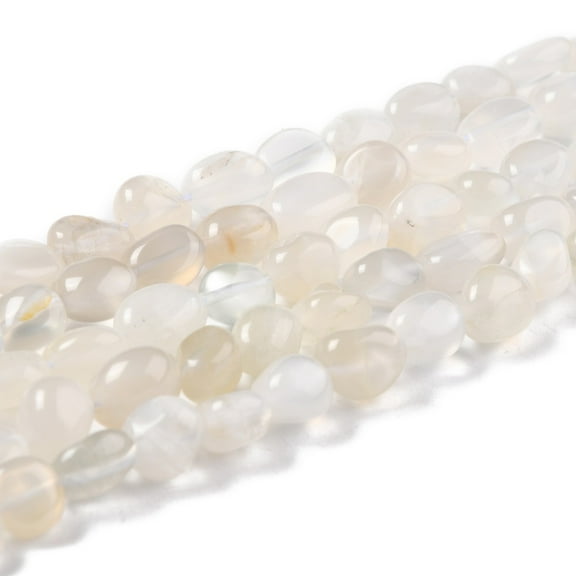 Natural White Moonstone Beads Strands Nuggets Tumbled Stone 8~11x7.5~9x4.5~7mm Hole: 0.8mm 42pcs/strand 15.94''(40.5cm)