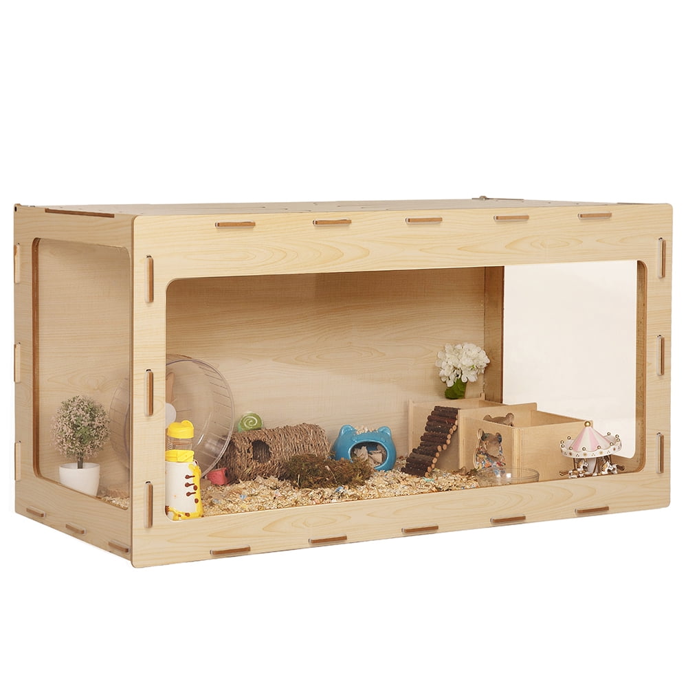 Spaco Spacious Pet Cage for Hamsters, Guinea Pigs - Melamine Board with Acrylic Panels - Burlywood