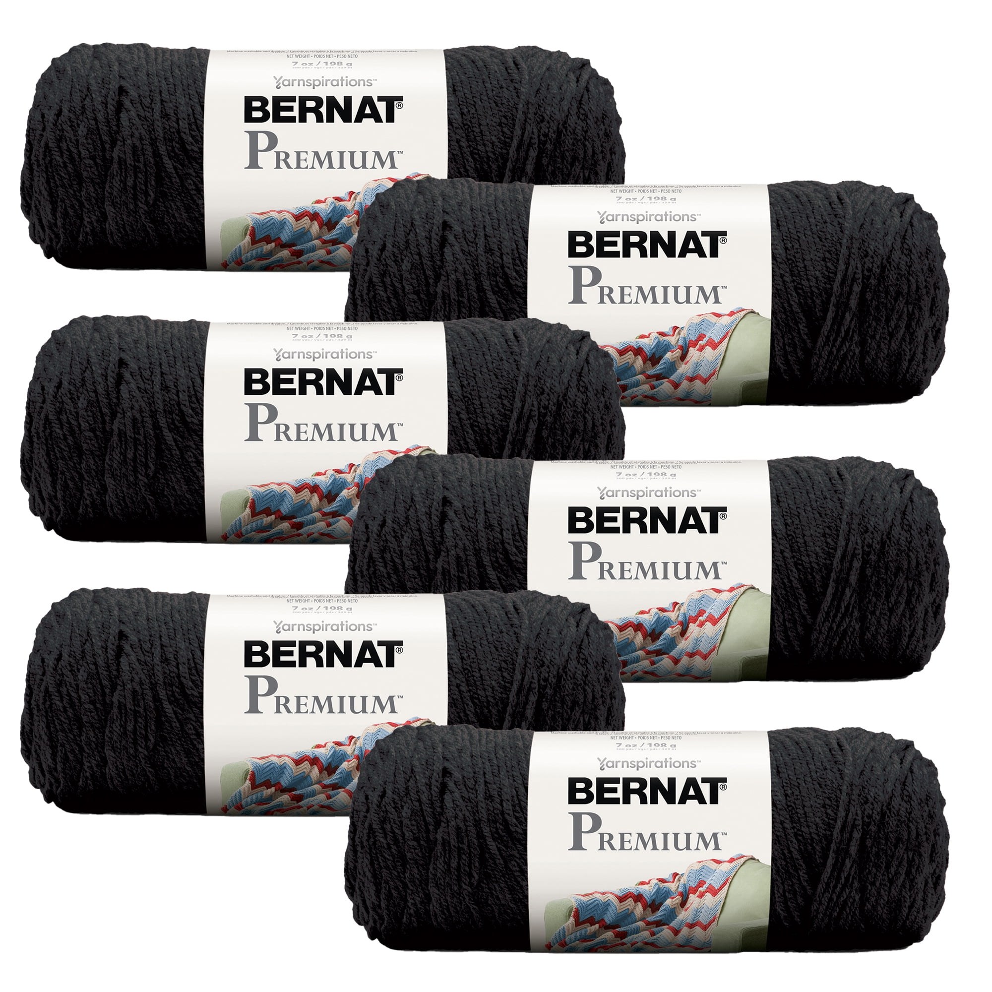 Bernat® Premium™ 4 Medium Acrylic Yarn, Black 7oz/198g, 360 Yards (6