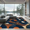 thumbnail image 2 of ODIKA 6'x9' Ultra-Soft Area Rug, Retro Vintage Music Sound Recording Motif Abstract Geometric None Washable, Bare feet friendly, Silk-Touch for Guest Room, Bedroom, 2 of 7
