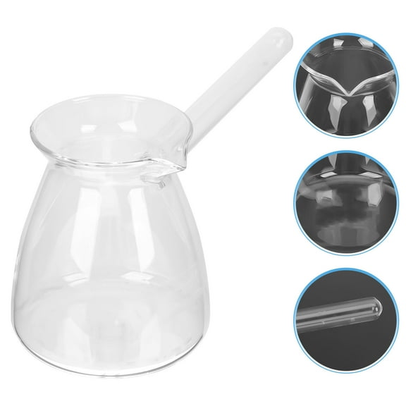 Raindrops 1Pcs Clear Glass Turkish Coffee Pot Stovetop with Side Handle Design for Kitchen Use and Milk Heating