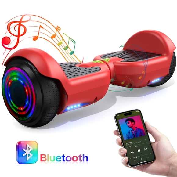 HOVERSTAR 6"Off-Road Hoverboard for Kids & Adults,Two-Wheel Self Balancing Flashing LED Wheels Electric Scooter,15km/h Max Speed,LED Light,UL 2272 Certified (Red)