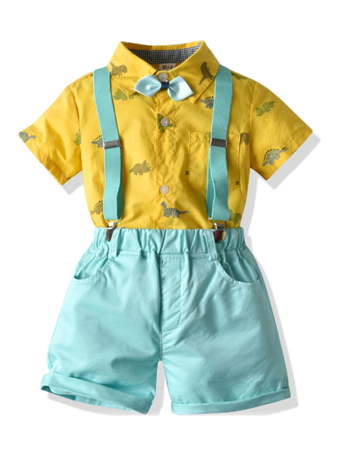 US Child Kids Baby Boy Outfits Short Sleeve T-shirt+Shorts Gentleman Clothes Set 