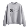 thumbnail image 1 of CEHVOM Femmes Mode Décontractée Imprimé Col Rond Ample Manches Longues Hauts Courts Blouse Chandails Sans Capuche Liquidation, 1 of 5