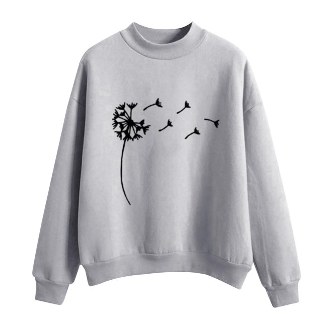 CEHVOM Femmes Mode Décontractée Imprimé Col Rond Ample Manches Longues Hauts Courts Blouse Chandails Sans Capuche Liquidation