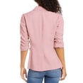 thumbnail image 6 of IYYVV 2026 Summer Linen Blazer Women 3/4 Sleeve Lightweight Suit Jacket Elegant Casual Cotton Blend Work Blazers Cardigan Pink M, 6 of 9