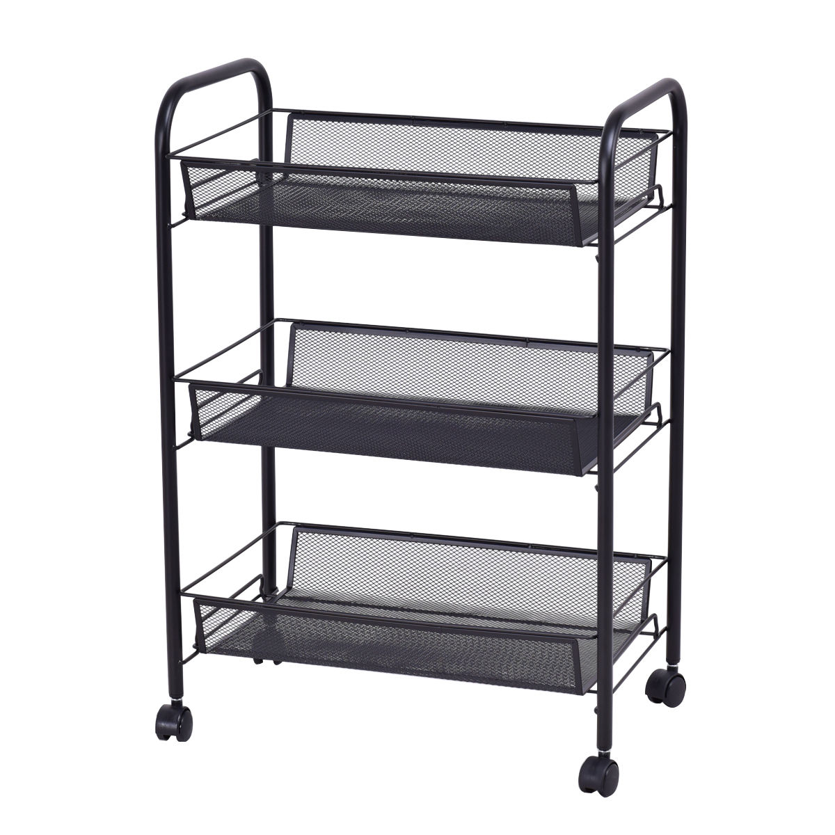 Goplus 3 Tier Utility Kitchen Organizer Storage Rack Trolley Cart with