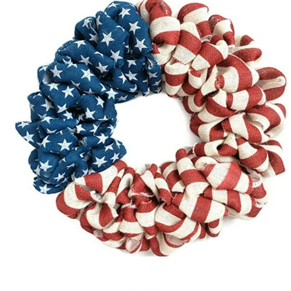 July 4th Wreath Patriotic Americana Wreath Boxwood Handcrafted Memorial Day Wreath Festival Garland Decoration Front Door Wall Home Decor