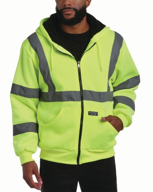 Bass Creek Outfitters Mens High Vis Hoodie - ANSI Class 3 Sherpa