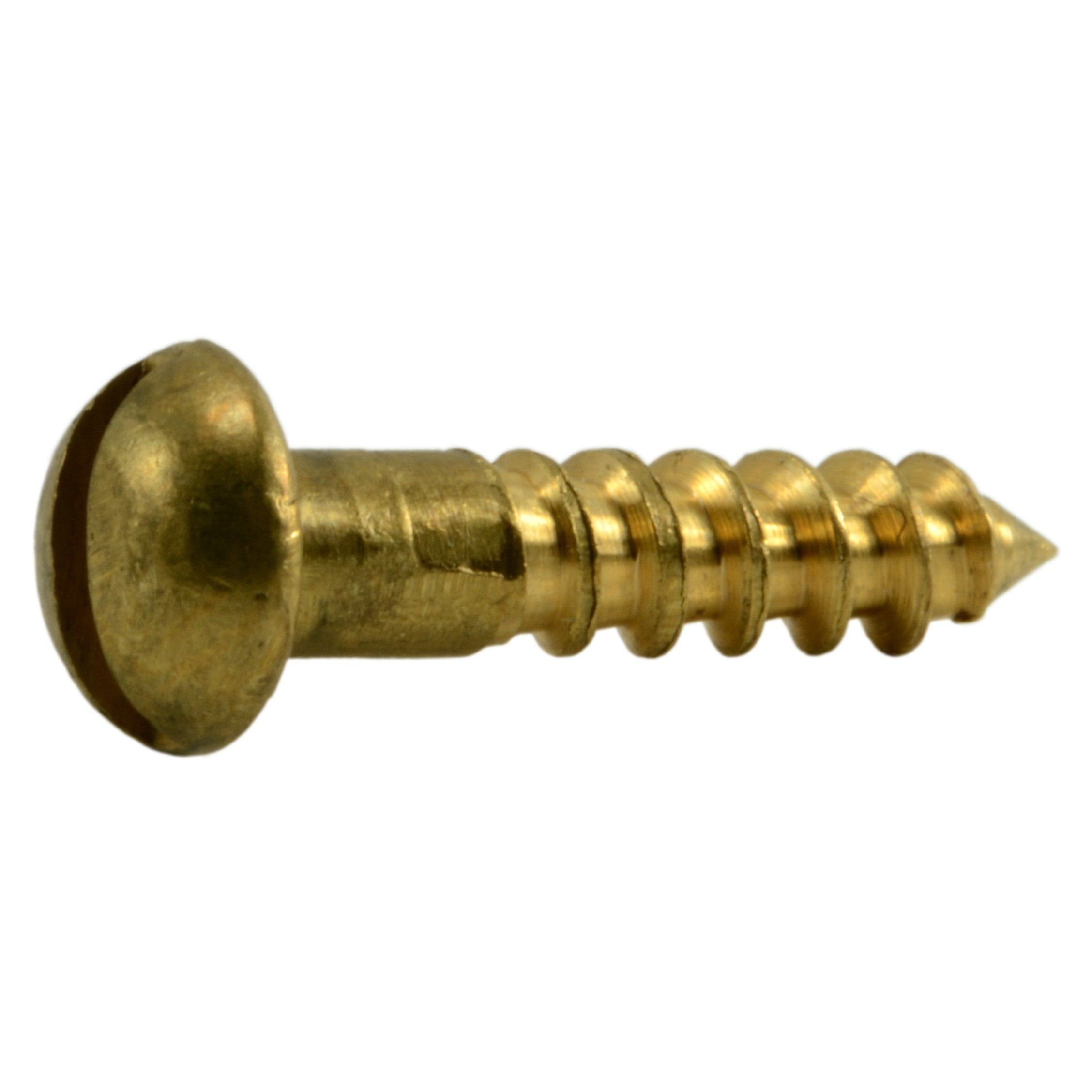 4 x 1/2" Brass Slotted Round Head Wood Screws