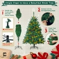 thumbnail image 6 of CAPHAUS 4.5 Feet Premium Full Artificial Pre-lit Christmas Tree w/ 398 Branch Tips Pre-Hinged & Foldable Stand, 200 LED Lights, Holiday Fake Xmas Tree w/ Pinecones, Berries for Indoor Decoration, 6 of 9