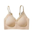 thumbnail image 2 of Ytndtr Wireless No Underwire Bra for Women V-Neck Lace Trim Supportive Seamless Bra Comfortable Tshirt Bralette, 2 of 7