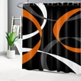 thumbnail image 5 of Abstract Shower Curtain,Orange White and Grey Abstract Ribbon Lines on Black Background Bathroom Shower Curtain Modern Aesthetics Polyester Fabric Decor Curtain with 12 Hooks, 72X78 inches, 5 of 6