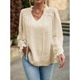thumbnail image 5 of Women'S Casual Blouse - Dot Summer Shirts Elegent V Neck Long Sleeve Loose Dressy Office Tops Apricot S, 5 of 9