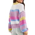 thumbnail image 4 of Womens Color Block Sweater Striped Chunky Knit Cropped Sweaters Crewneck Fall Long Sleeve Loose Pullover Tops, 4 of 4