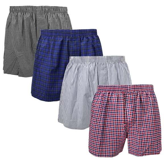Falari 4-Pack Men's Boxer Underwear 100% Cotton Assorted-01 Medium