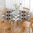 thumbnail image 3 of 44in Round Tablecloth with Elastic Edge, Waterproof Fitted Table Cover for 36-44" Tables, Boho Theme Polyester Reusable Table Cloths Wipe Clean for Picnic, Dining, Outdoor Use and Party Decor, 3 of 7