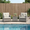 thumbnail image 1 of IdealHouse 3-Piece PE Rattan Patio Set, Outdoor Chairs Glass Table, All-Weather Conversation Set for Patio Balcony, 1 of 6