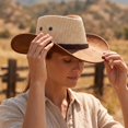 thumbnail image 5 of Unisex Adult Leather Western Cowboy Hat Small Brim Letter Detail Adjustable Chin Strap Cap for Country Festivals and Themed Events and Outdoor Parties Brown One Size, 5 of 5