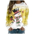 thumbnail image 2 of WEAIXIMIUNG Chandail en Molleton Femme Mignon Mode Hiver Décontracté Bonhomme de Neige Flocon de Neige Imprimé de Noël Col Rond Manches Longues Sweat à Capuche, 2 of 4