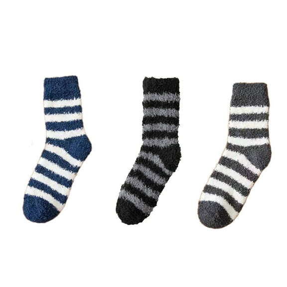 AUQ 3Pairs Socks Stay Fresh Fuzzy Socks,Odor Reduction Reindeer Pattern Long Socks,Style1