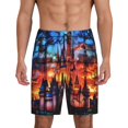 thumbnail image 1 of Fotbe Magical Stained Glass Castle Pantalones Cortos de Pijama para Hombre, Ropa de Dormir, Pantalones de Pijama Cortos para Hombre-XX-Large, 1 of 6