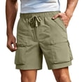 thumbnail image 2 of Cargo Shorts for Men Summer Casual Lightweight Elastic Waist Wide Straight Leg Loose Athletic Shorts with Pockets, 2 of 5