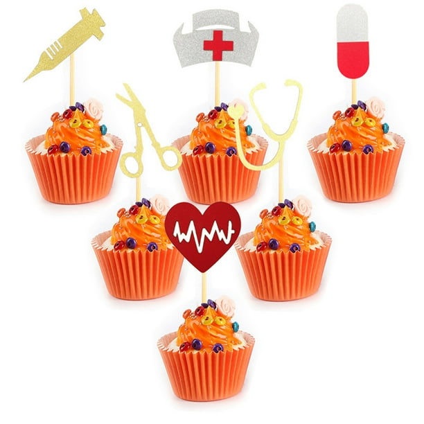 Windfall 36 Pack Nursing Cupcake Toppers Decorations, Nurse Stethoscope