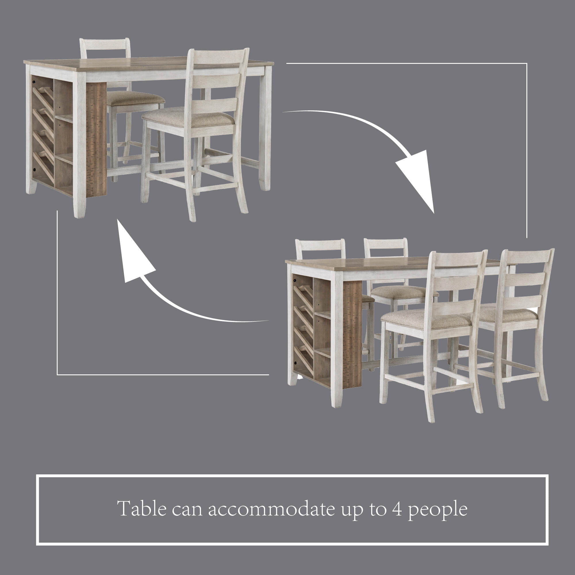 Signature Design by Ashley Casual Skempton Counter Height Dining Table  White/Light Brown