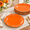 Orange, variant on Pink 13 Inch Plastic Embossed Plates, Set of 6 for Dinner Parties