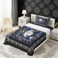 thumbnail image 2 of Erosebridal Boho Sun and Moon Twin Sheet Sets, Bohemian Aztec Mandala Bedding, Black Gray Blue, 3-Piece 1 Flat Sheet, 1 Fitted Sheet and 1 Pillowcase, 2 of 5