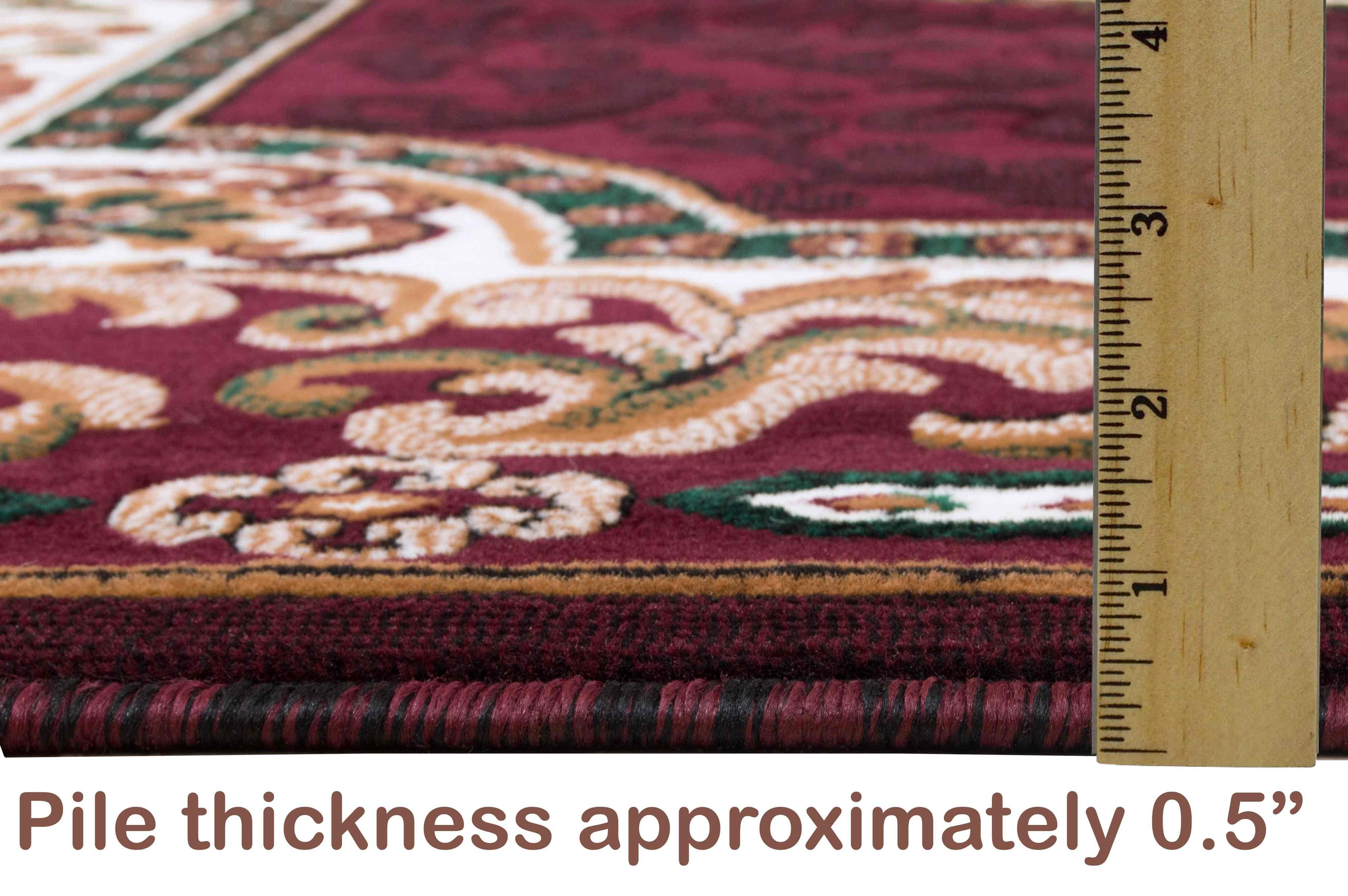 HR HANDCRAFT RUGS, Livingroom Rugs Bohemian Rugs, Shed Free Stain Resistant Easy Clean, Burgundy and Multi, 5' x 7'