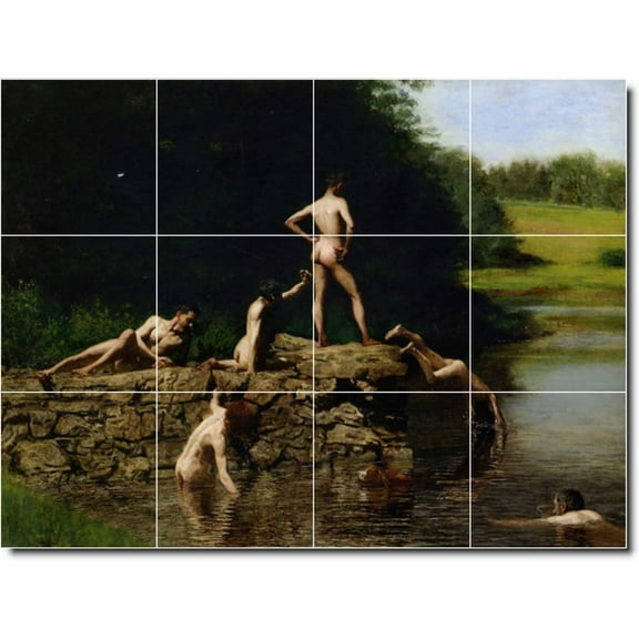 Ceramic Tile Mural-Thomas Eakins Country Painting 349. 17" w x 12.75" h using (12) 4.25 x 4.25 ceramic tiles