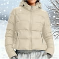 thumbnail image 5 of YOIAVAIOY Puffer Jacket Womens Full Zip Up Jackets Warm Winter Coat Thicken Hooded Puffer Jacket with Pockets Beige XL, 5 of 10