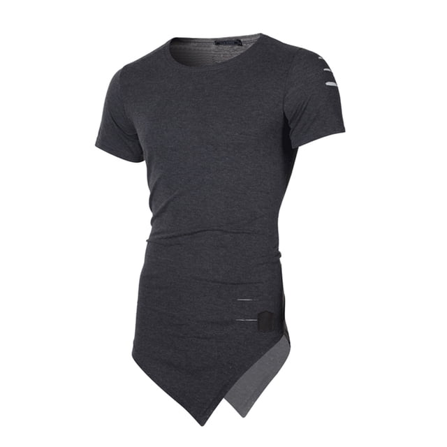 Camiseta holgada irregular rasgada para hombre Camiseta de manga corta con agujero ahuecado Monstrate FS7772-15