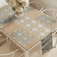 thumbnail image 2 of Ambesonne Turkish Pattern Table Runner & Placemats, Scroll Tiles, Placemat 4 pcs + Runner 12"x90", Pale Coffee White Taupe, 2 of 2