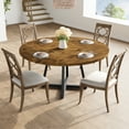 thumbnail image 3 of 47 Inch Round Kitchen Table, Farmhouse Wooden Dining Table with Metal Legs, for Dining Room, Living Room, 3 of 9