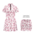 thumbnail image 2 of Aplkyhs Pink Cow Print Couple Golf Matching Outfits Matching Couple Golf Shirts Woman Golf Clothing Set with Pocket Built in Shorts Breathable Fabric for Golf,Tennis,Hiking,Running,Gym, 2 of 5