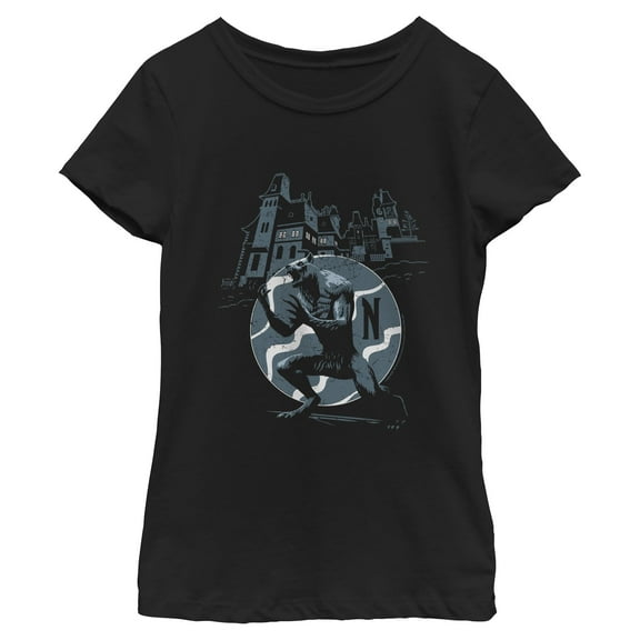 Girls Wednesday Nevermore Academy Werewolf T Shirt