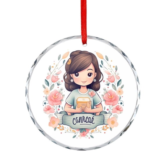 Xmas Ornament Cute Nurse Logo With Flowers Round Christmas Ornament Thank You Nurse Gifts Hanging Craft Collectibles for Xmas Trees Home Party Gifts