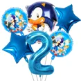 thumbnail image 3 of Decoraciones de Sonic the Hedgehog para fiesta de cumpleaños de niños, vajilla de papel, suministros para decoración de pasteles, Kit de globos para Baby Shower, pancarta, 3 of 5