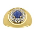 thumbnail image 1 of RYLOS Men's Rings 14K Yellow Gold Designer Gypsy 7MM Round Gemstone & Diamond Ring Blue Star Sapphire September  Size 10, 1 of 7