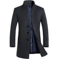thumbnail image 1 of Men's Trench Coat Long Wool Blend Overcoat Slim Fit Down Topcoat, 1 of 1