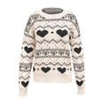 thumbnail image 4 of VISALY Womens Heart Sweater Heart Sweater with Bow Dressy Tops Dressy Sweaters Fitted Sweaters Business Casual Sweater Fall Tunic Top Lightweight Sweaters Soft Sweaters Fall Sweater Beige L, 4 of 4