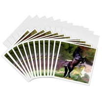 3drose, Black Horse, 12 Greeting Cards with Envelopes