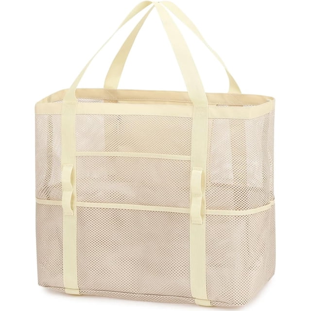 Mesh Beach Bag, Extra Large Beach Tote with Zipper Pocket Pool Bag for Cruise/Swim/Vacation Essentials