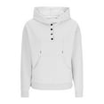 thumbnail image 5 of JGGSPWM Women's Hoodies Casual Long Sleeve Quilted Half Button Drop Shoulder Pullover Tops Loose Drawstring Hooded Sweatshirt White XL, 5 of 7