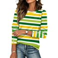 thumbnail image 2 of Stralyhd Striped Tops for Women Button Cuff Long Sleeve Crewneck Fitted Business Casual Pullover Blouses Loose Fall Fashion Outfits Green XXL, 2 of 5