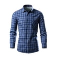 thumbnail image 3 of PEASKJP Mens Shirts Men's Slim-Fit Long-Sleeve Button Down Plaid Flannel Shirt,Blue XXXL, 3 of 8
